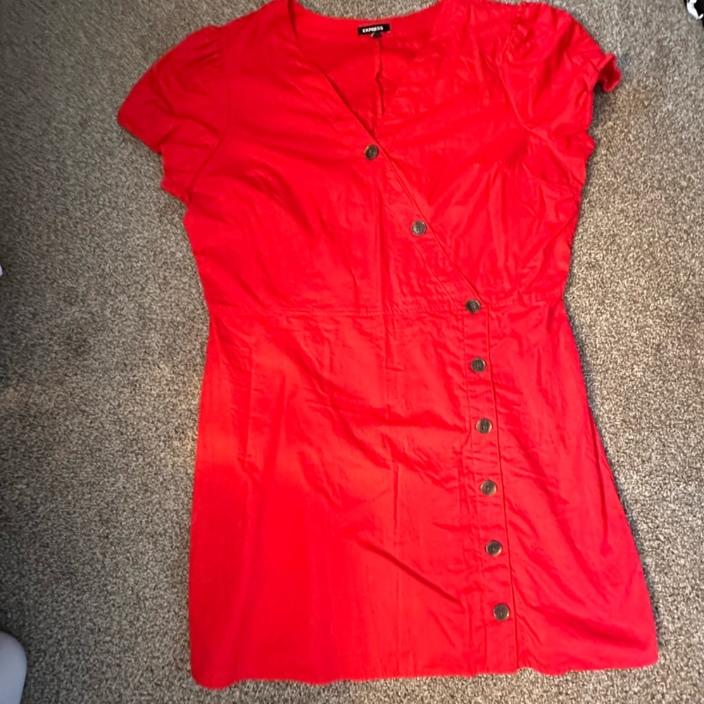 Express Red Button Dress